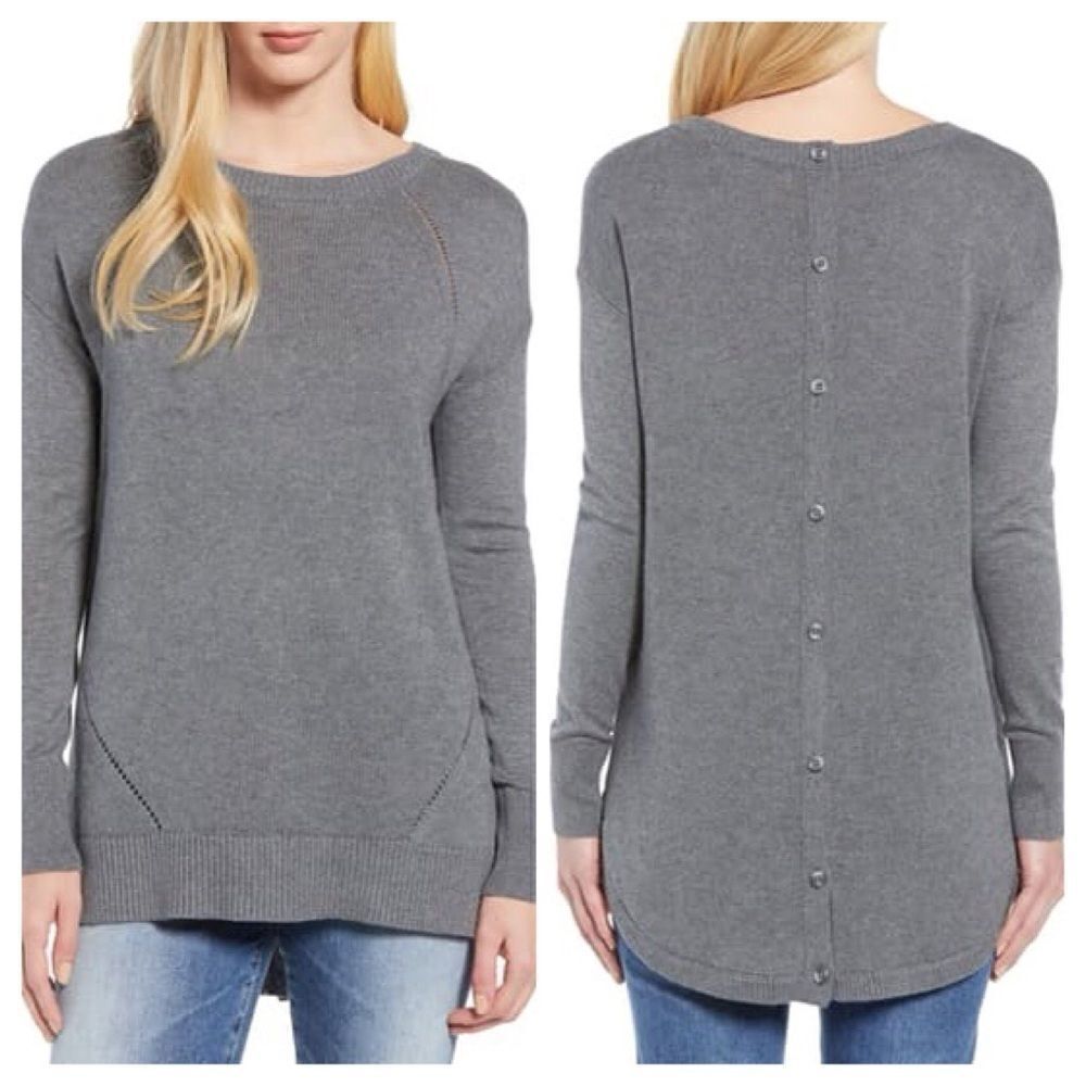 Caslon Button Back Tunic Sweater Size Small